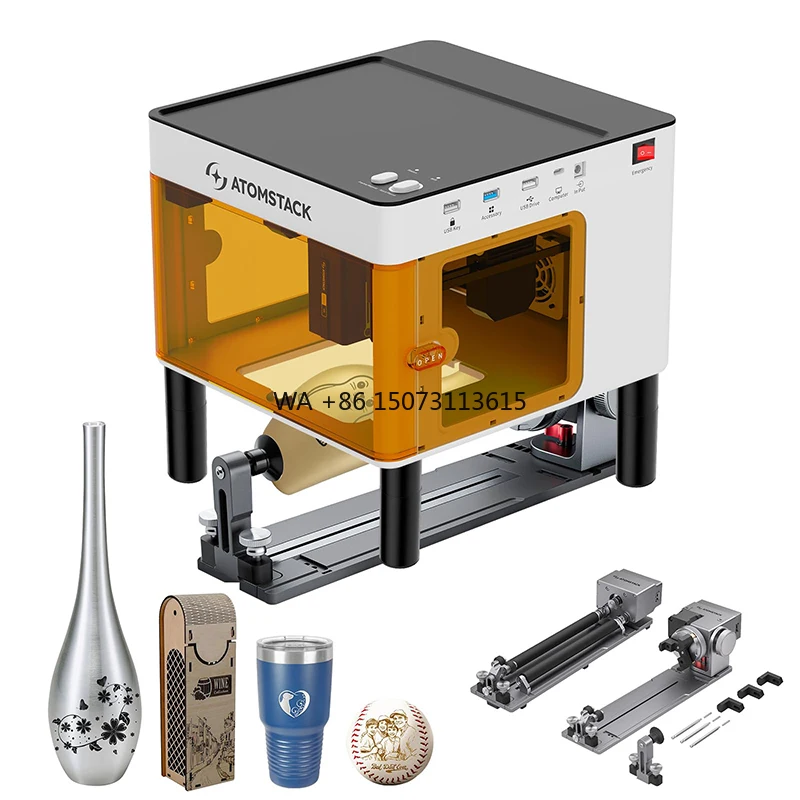 

Atomstack P1 Laser Engraving Machine 5W With R8 Pro Laser Rotary Roller Portable Desktop DlY Mini Engraver Printer for Bottles