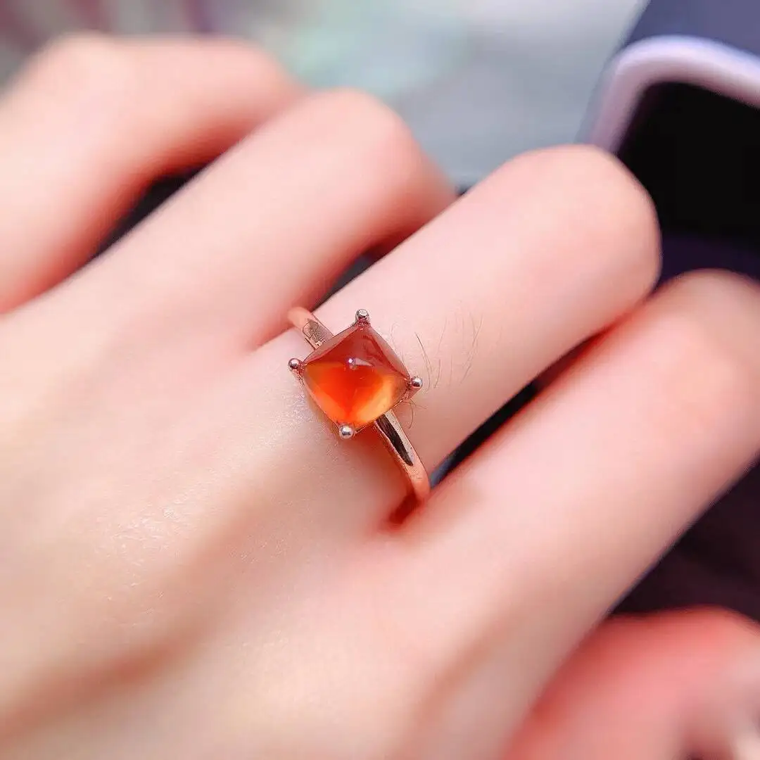 

KJJEAXCMY New style Jewelry Natural Women's Garnet ring 925 silver inlay Colorful and splendid Crystal pure fire flash explosion
