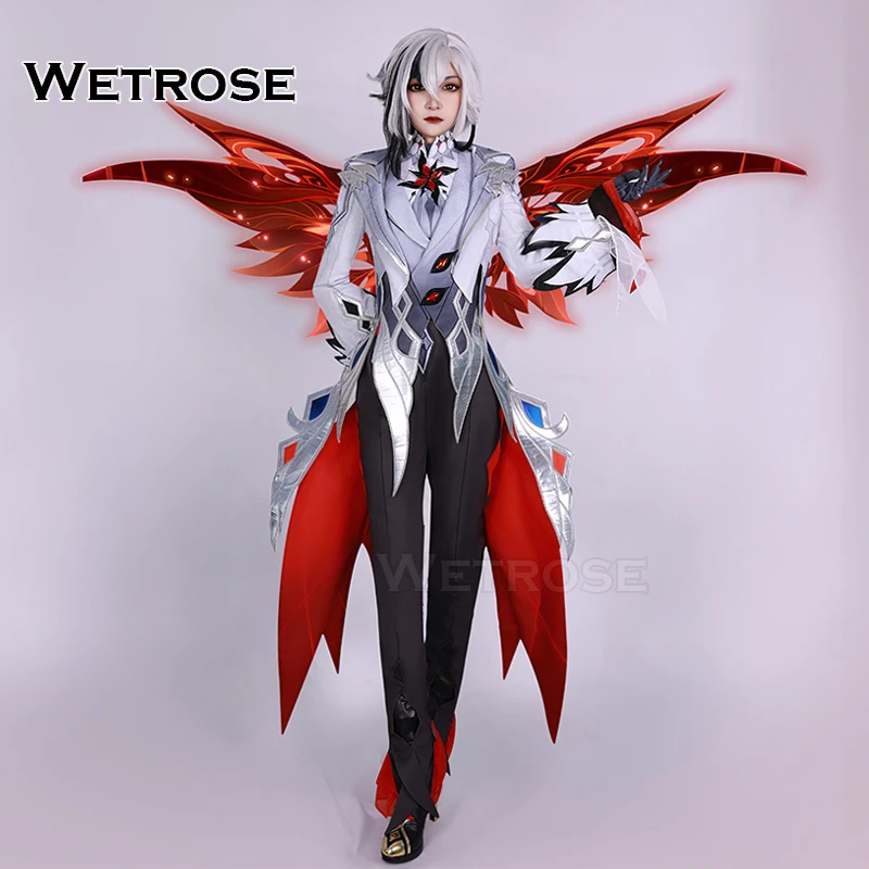 【Wetrose】In Stock Arlecchino Knave SSR Cosplay Costume 4.6 New Genshin Impact Арлекино Fatui Harbinger Shoes Heels Boots Wig Set