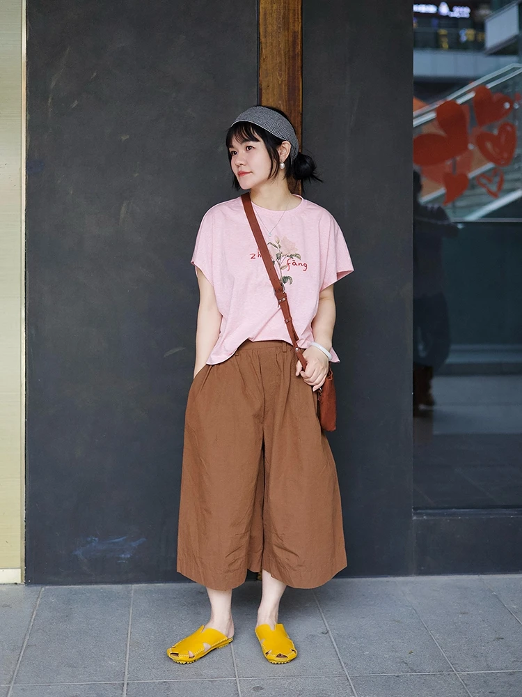 Dopamine Series 437 Jasmine Flower Cotton Linen Snowflake Texture White T-shirt Casual Style Universal Fit Loose Type