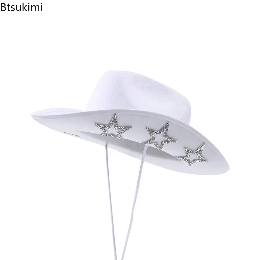 

American Style Retro Pentagram Cowboy Hat Diamond Rhinestone Star Design Fashion Theme Party Cosplay Dress Up Clothing Accessory
