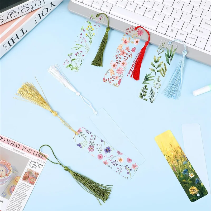 15 Pieces Blank Clear Acrylic Bookmarks With Hanging String, Clear Acrylic Bookmarks With Hanging String Durable