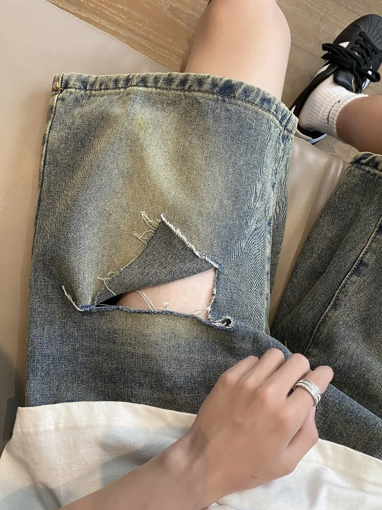 

Men's Casual Straight Leg Jeans Shorts Summer 2024 New Style Wear-resistant Thin Denim Mid-waist Zipper Fly Loose Fit