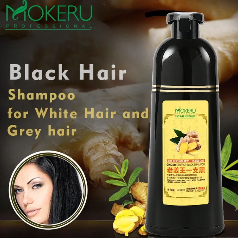 500ml  Natural ginger king hair dye shampoo easy to use harmless long lasting black hair herb anti-white hair