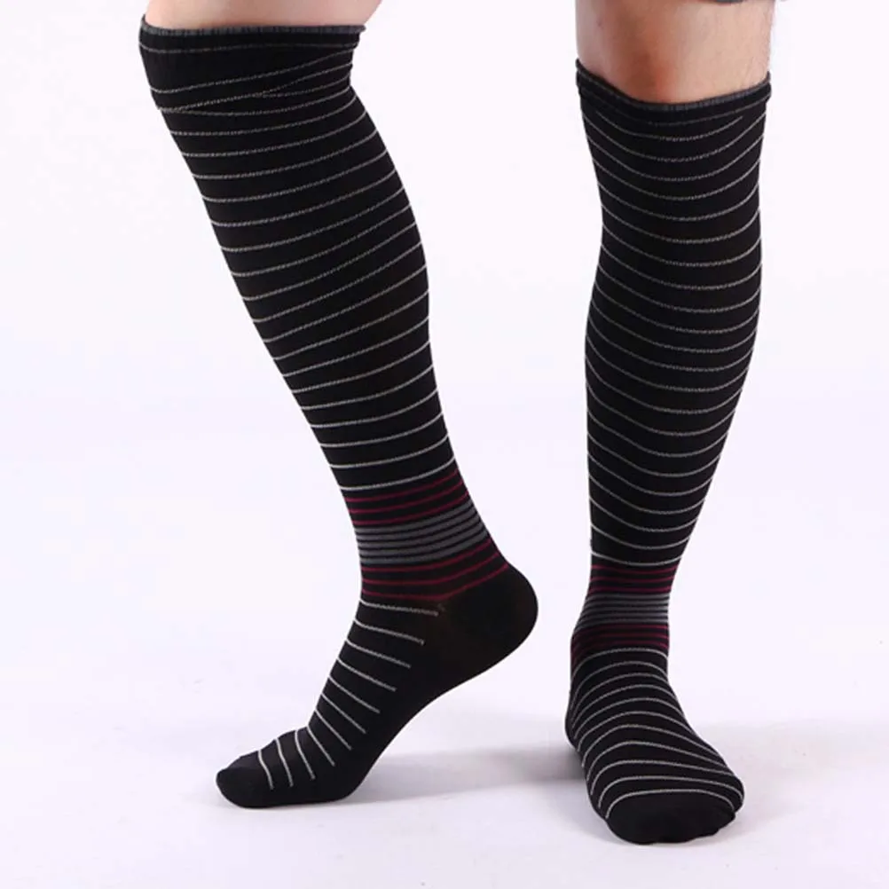 

Knee High Compression Socks Men Striped Pattern Cotton Elastic for Enhanced Blood Flow Reduced Fatigue during Exercise Long