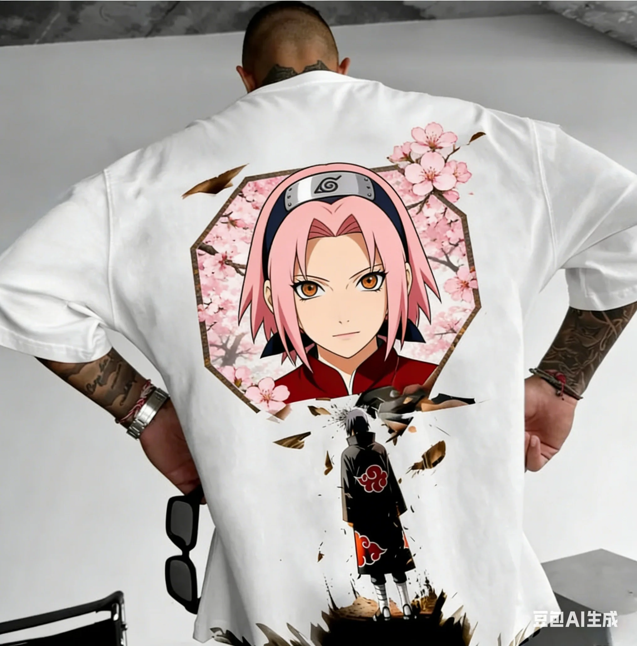 

Naruto Dark Style Short Sleeve Uchiha Itachi Mangekyo Sharingan High Street 2026 New T-Shirt