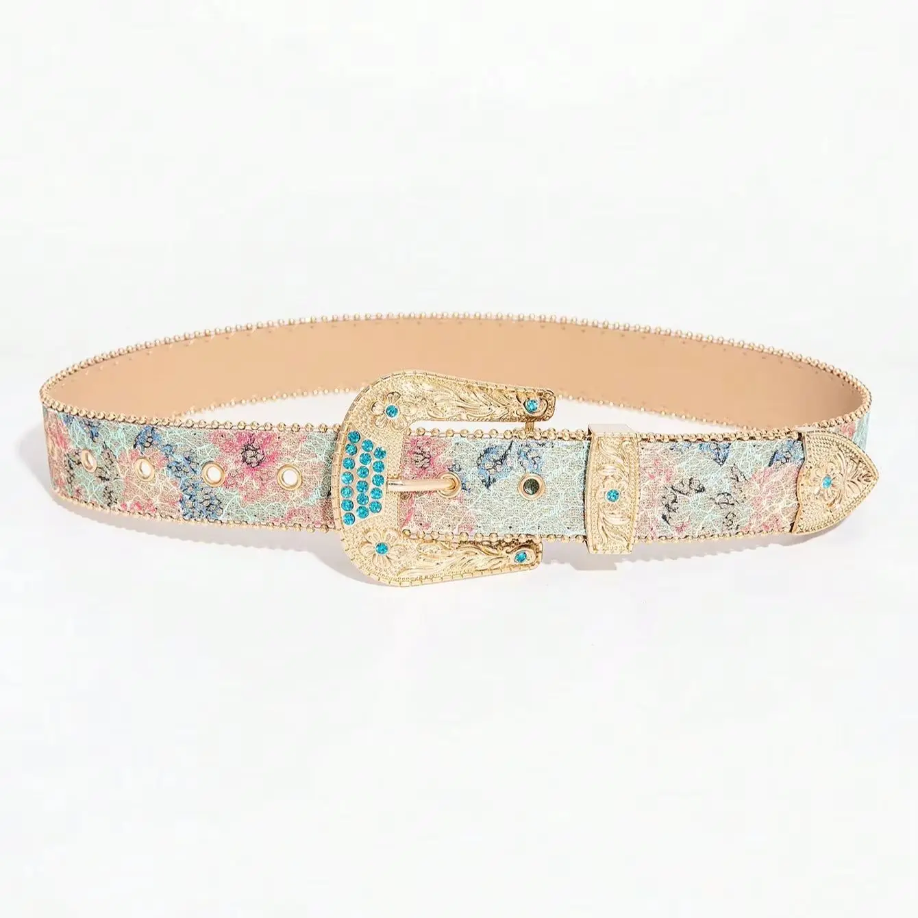 1 Stück Damen-Gürtel im Retro-Royal-Stil mit Stickerei und Schnalle, dekorativer Gürtel für Jeansröcke, geeignet für lässige Zusammenkünfte – Detail 3