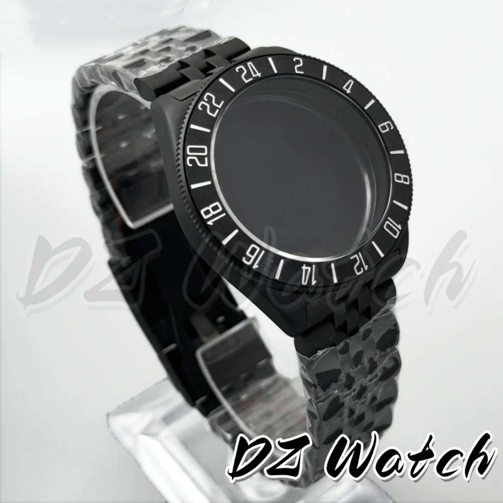 DZ Tactical Frog 40mmBlack PVD Case 24 Hour Ceramic GMT Bezel Sapphire Glass Jubilee Bracelet Fits NH35 NH36 Movement Waterproof