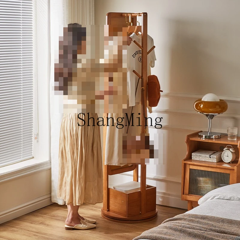 

FG solid wood with drawer full-length mirror floor rotating fitting full-length mirror bedroom mirror