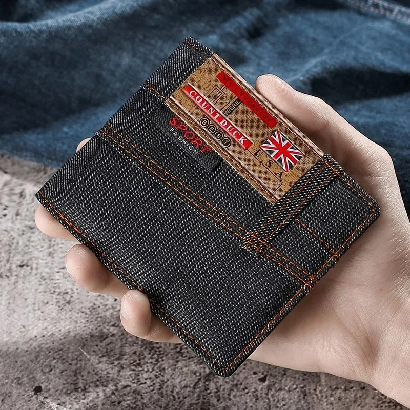 Vintage Herren-Geldbörse, Münztasche, langer Stil, Geldbörse aus Denim-Stoff für Herren, Geldbörse mit Reißverschluss, luxuriöse Clutch-Tasche mit großem Fassungsvermögen, Billetera. – Detail 1
