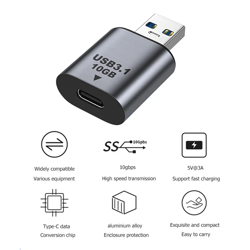 OTG 어댑터 USB A 3.1 수-USB C 타입 암 변환기, U 스틱 하드 스틱 데이터 케이블, USB C 타입 듀얼 암 커넥터