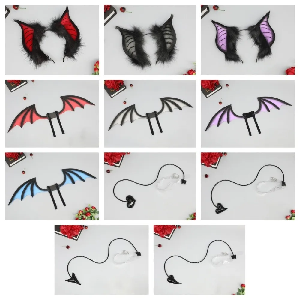 Fashion Bentable Halloween Costume Cosplay Props DIY 3D Bat Wings Transparent Belt Furry Bat-like Ears Kids