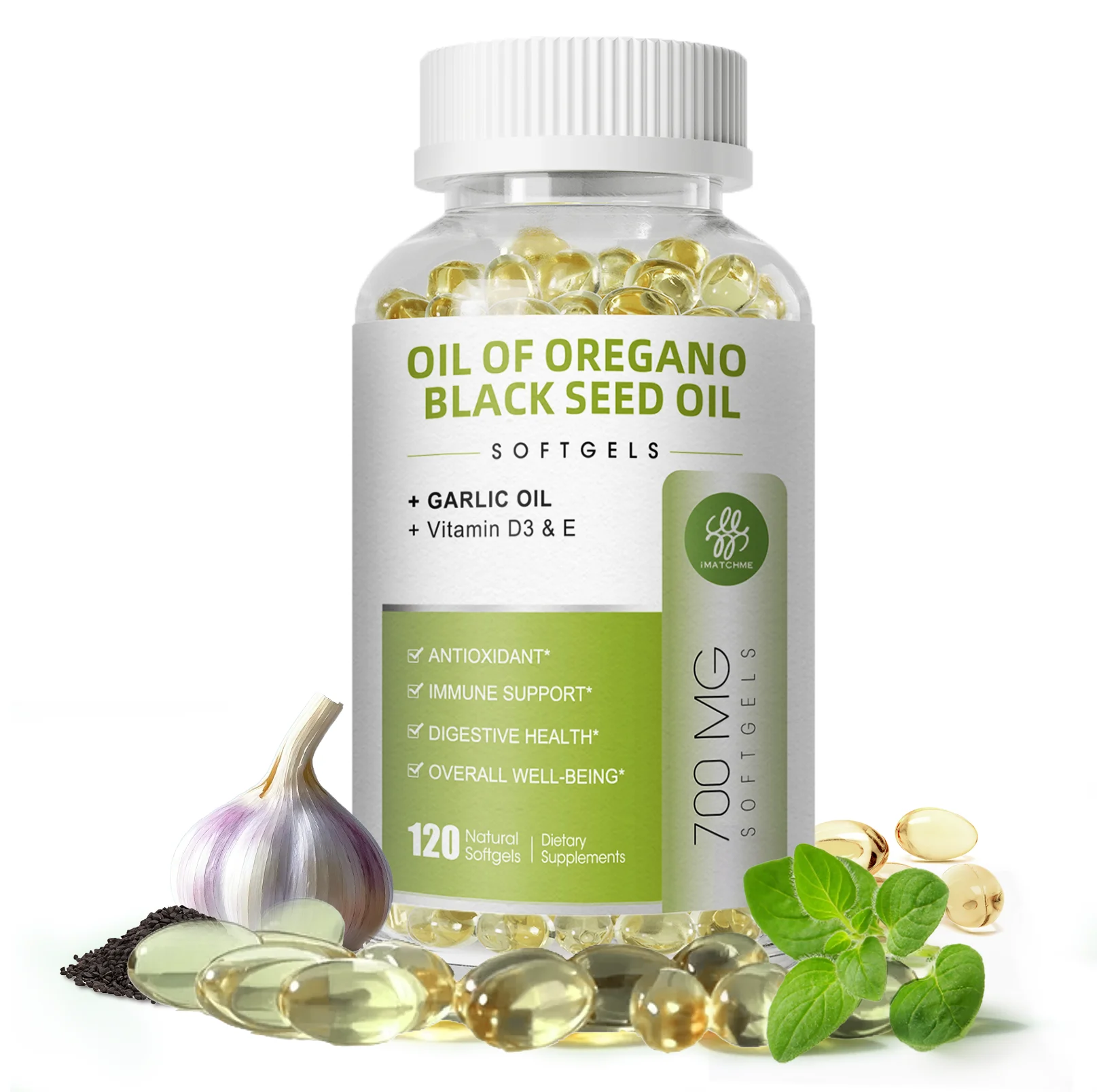 

Oregano Oil Softgels with Black Seed Oil - Immune Support, Digestive Health, Antioxidant, Heart Health, Vitamin E,NON-GMO, Vegan