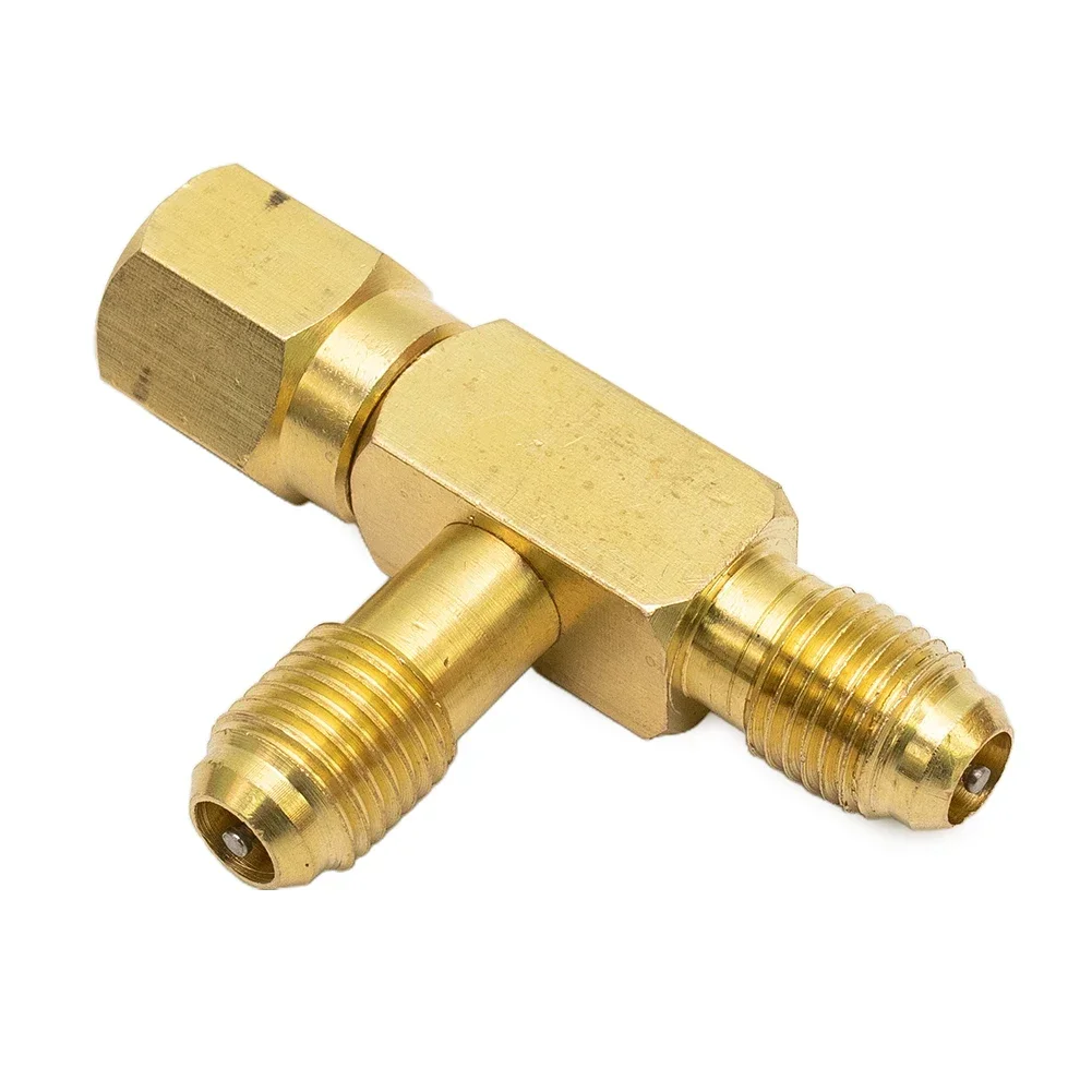 

1pcs T Type Adapter Tee Adapter 1/4X1/4X1/4"SAE Flare Add Gauge Deep Vacuum Pump/Manifold Set Solid Brass Tee Adapter