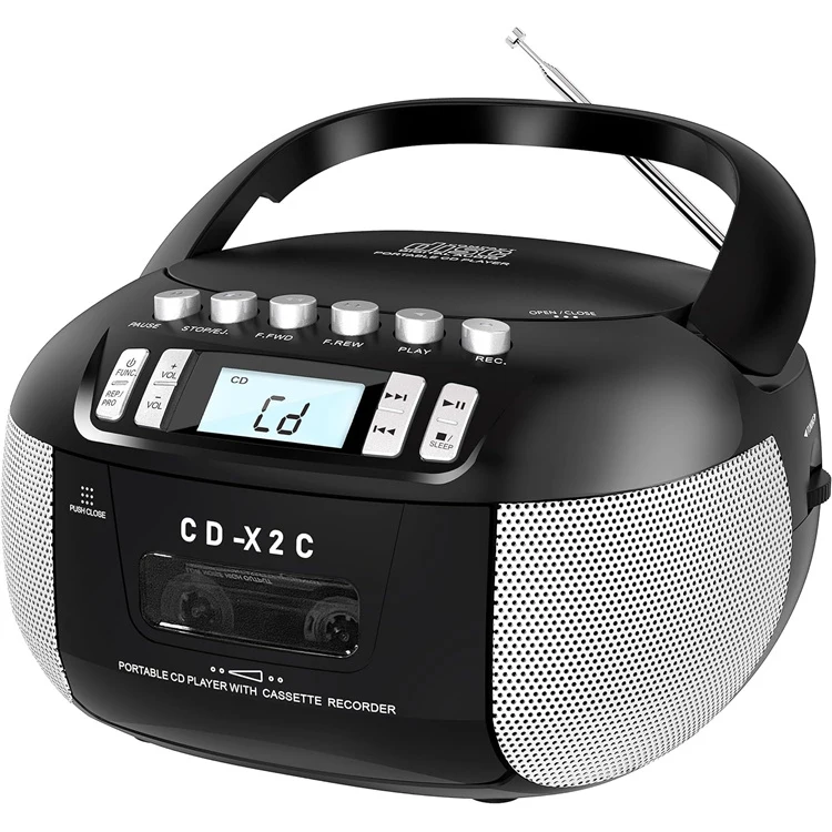 YYHC-CD Player with Battery Powered AM FM Radio Portable Boombox & CD Cassette Player Combo