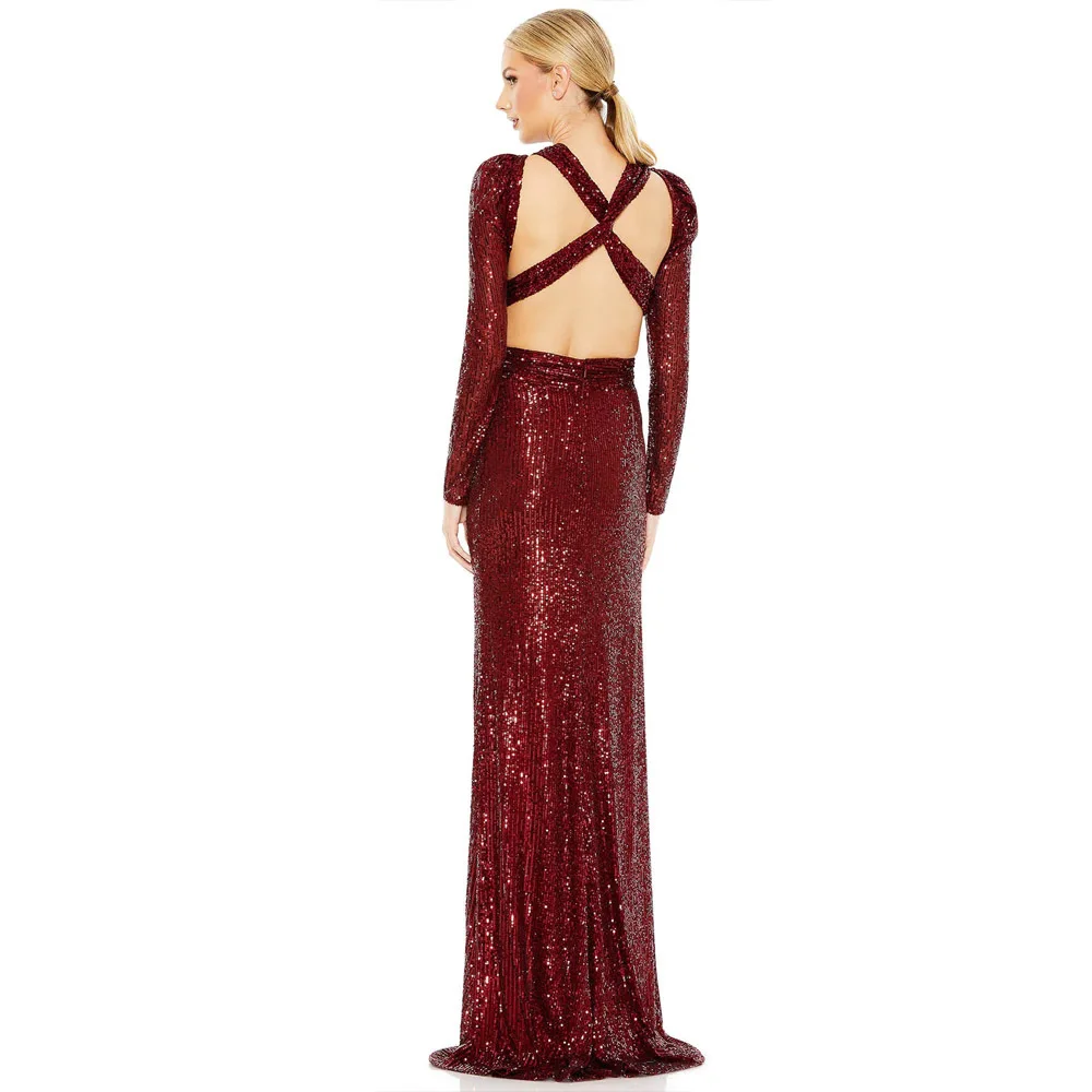 مثير طويل Sve الترتر الاسمية الدكتور ثوب نسائي طول الأرض سبليت الزفاف الاحتفال الكبار حفل كاني العشاء السنوي #4