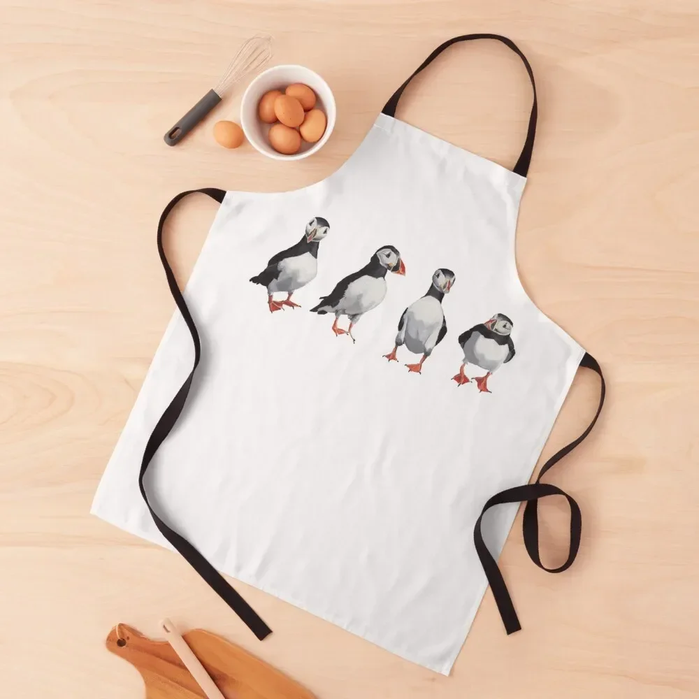 

4 Puffins in a Line Apron kindergarten teacher Barista Apron