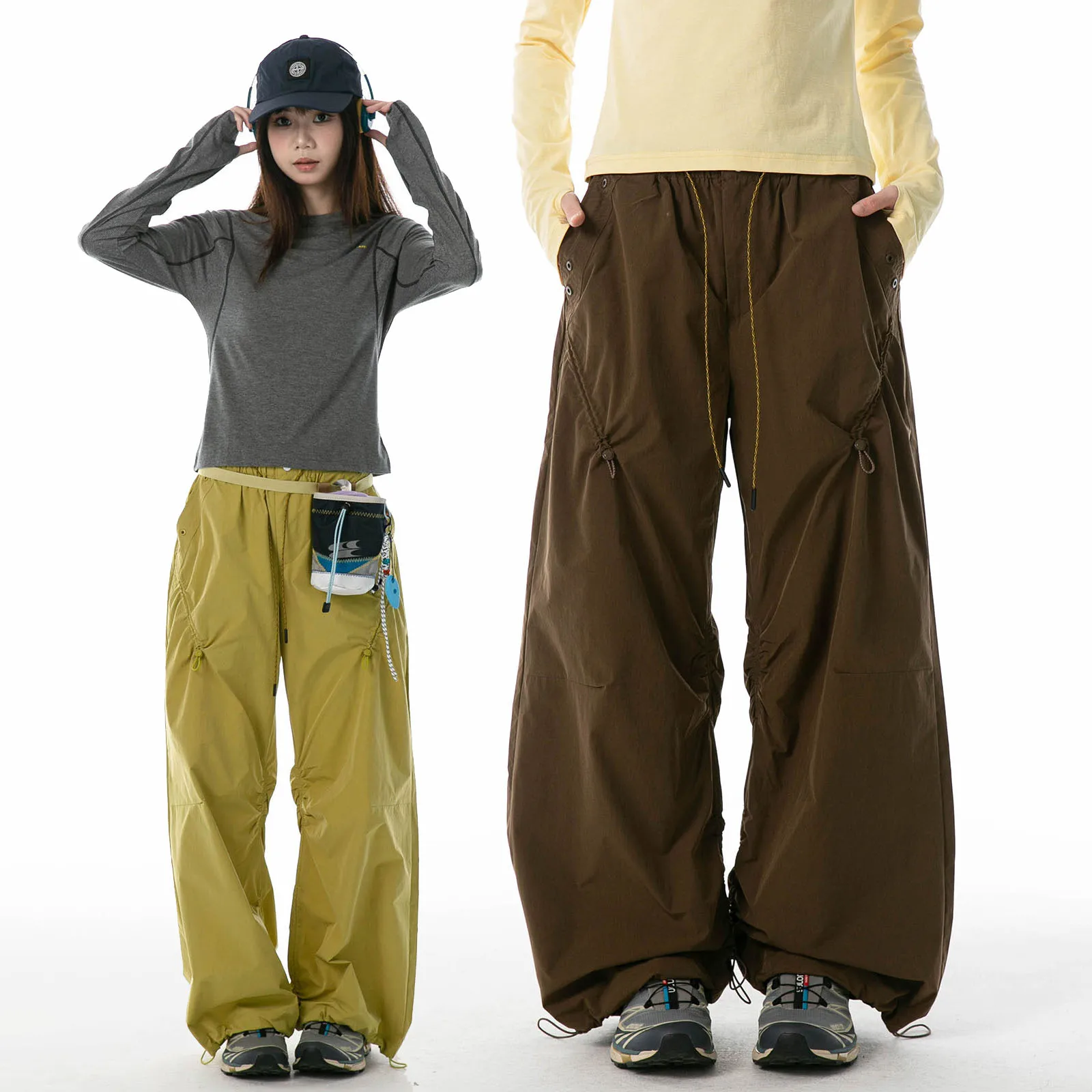 Adjustable Drawstring Outdoor Quick Dry Loose Hiking Cargo Pants Men Women City Walk Streetwear Sport Casual Track Pants Jogger
