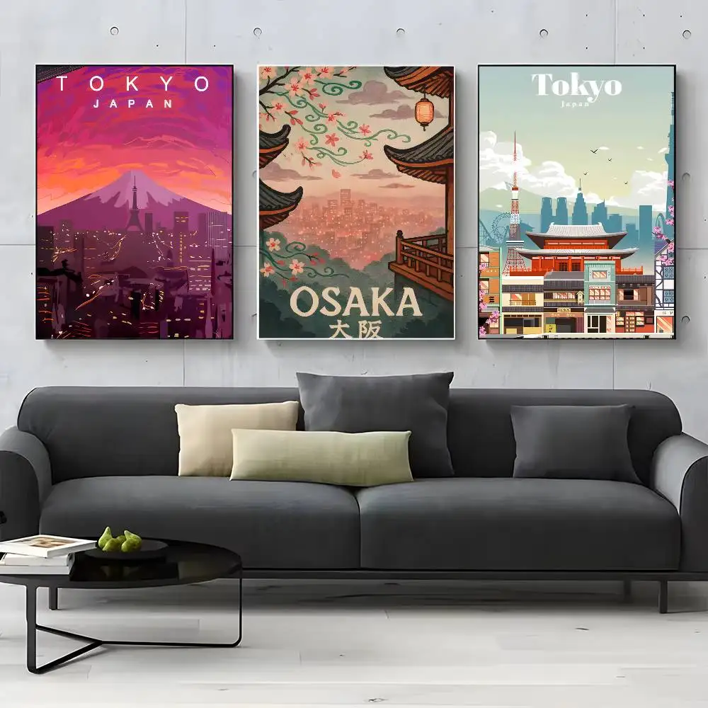 طوكيو باستيل مدينة ساخنة المشهد المشارك HD الفن لزجة جدار مقاوم للماء غرفة المعيشة المنزلي غرفة نوم بار الديكور الجمالي