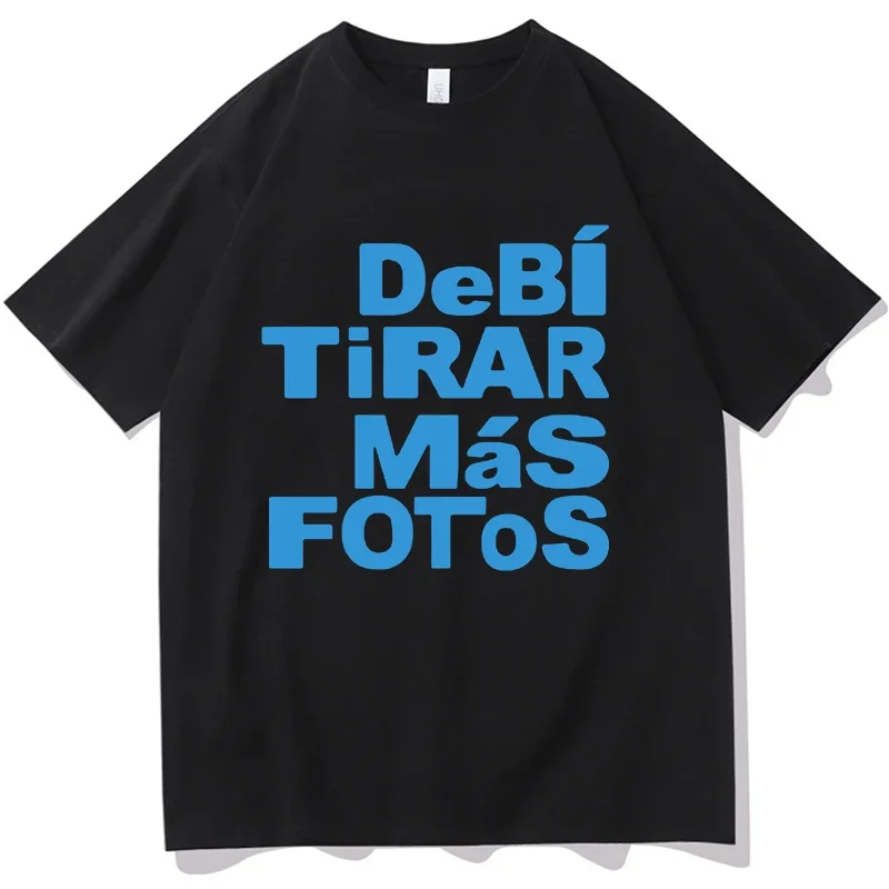 T-shirt à Manches Courtes en Coton Pur pour Homme et Femme, Streetwear Unisexe avec Lettres Imprimées, Bad Bunny Debi Tirar Mas Fotos GérTShirts