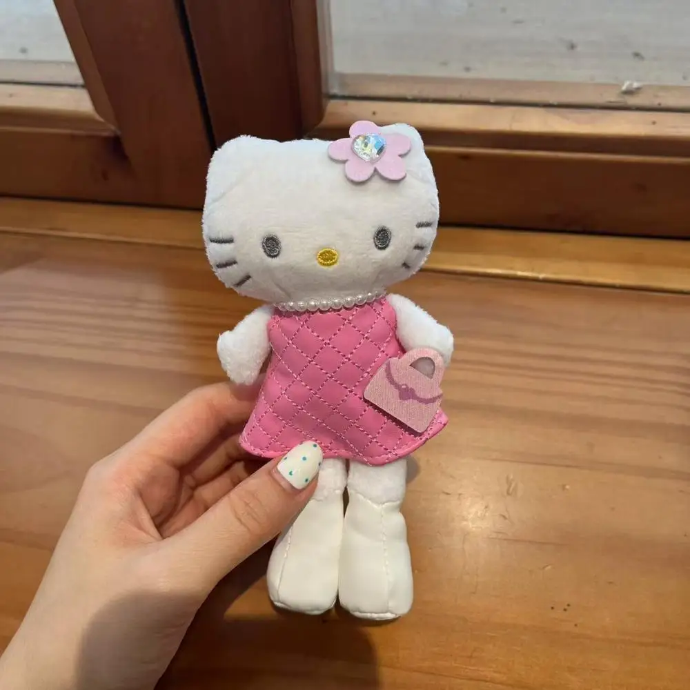 Uroczy Sanrio Hello Kitty z długimi nogami, tęczowe ubranka, pluszowy breloczek, zabawki dla dzieci, pluszaki, zawieszka do torby, prezent urodzinowy