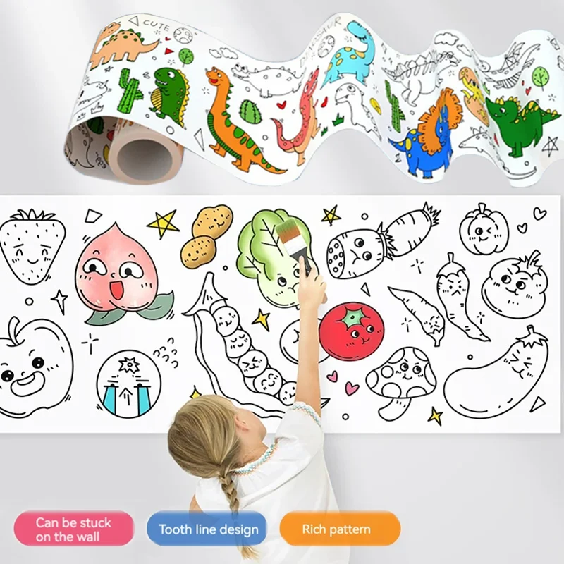 300 سنتيمتر DIY رسم لفة لزجة اللون ملء ورقة الكتابة على الجدران التمرير تلوين لفة الاطفال دهان داي ألعاب تعليمية للأطفال #1