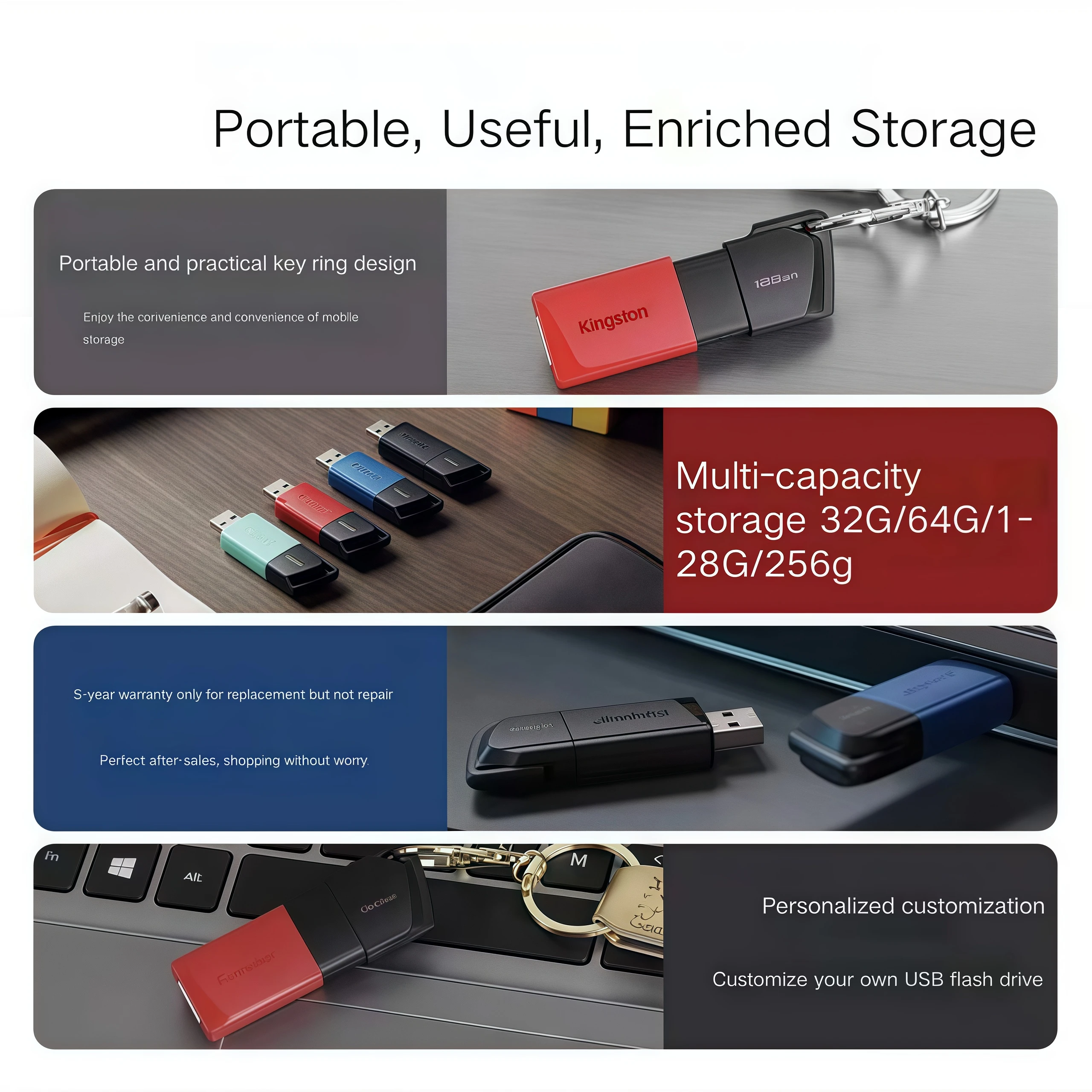 محرك أقراص فلاش USB أصلي من كينجستون، كاميرا أجهزة القياس في السيارة عالية السرعة، الهاتف المحمول/الكمبيوتر، DIY للطلاب