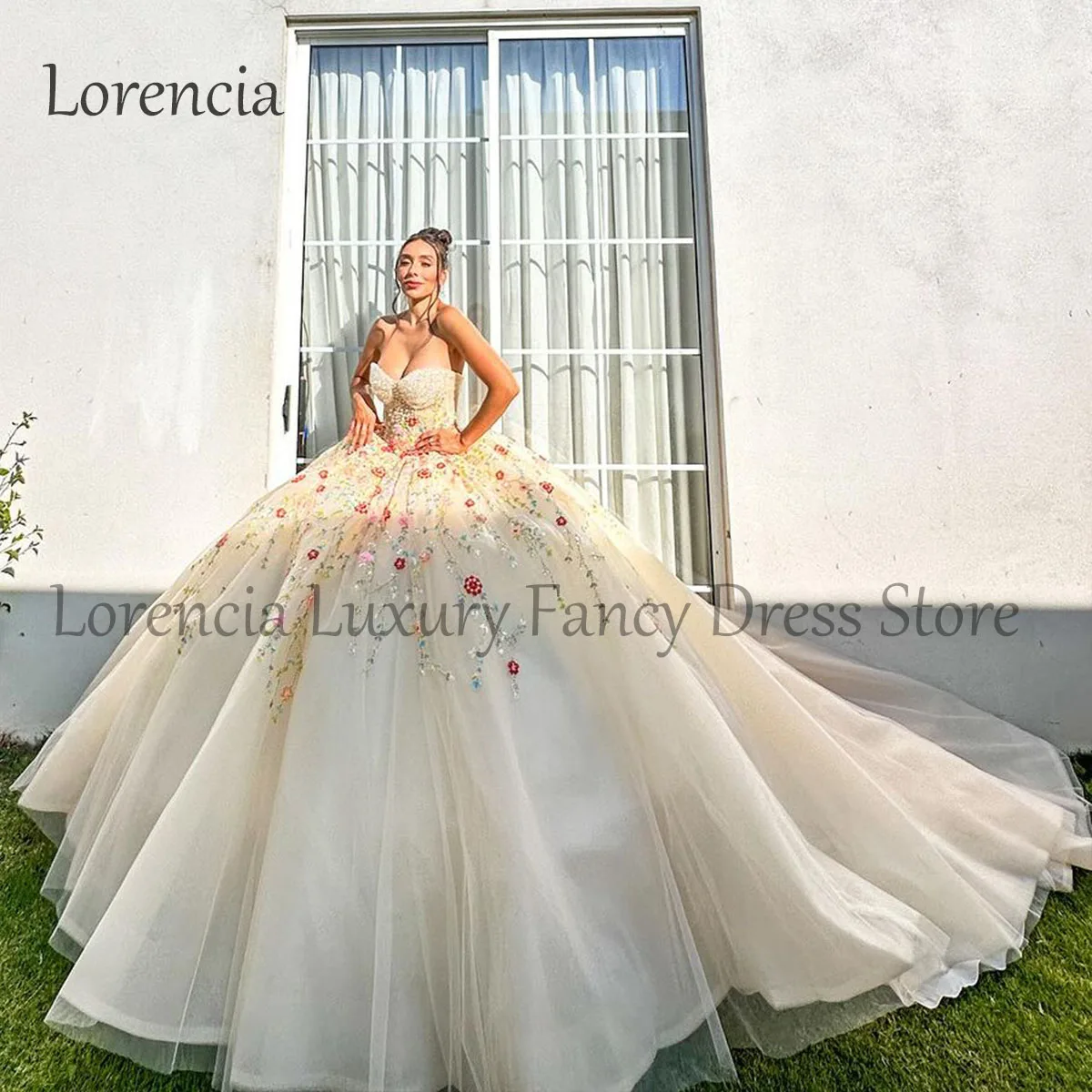 Vestido Quinceanera doce para adultos, vestido mexicano de baile, apliques sem alças, espartilho 3D sem mangas, 15 anos, 16, 2024