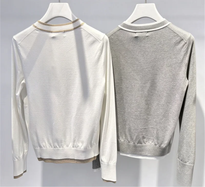 Women Golf Crew Neck Knit Sweater Early Autumn New Classic Versatile Long Sleeve Ladies Golf Knitted Top