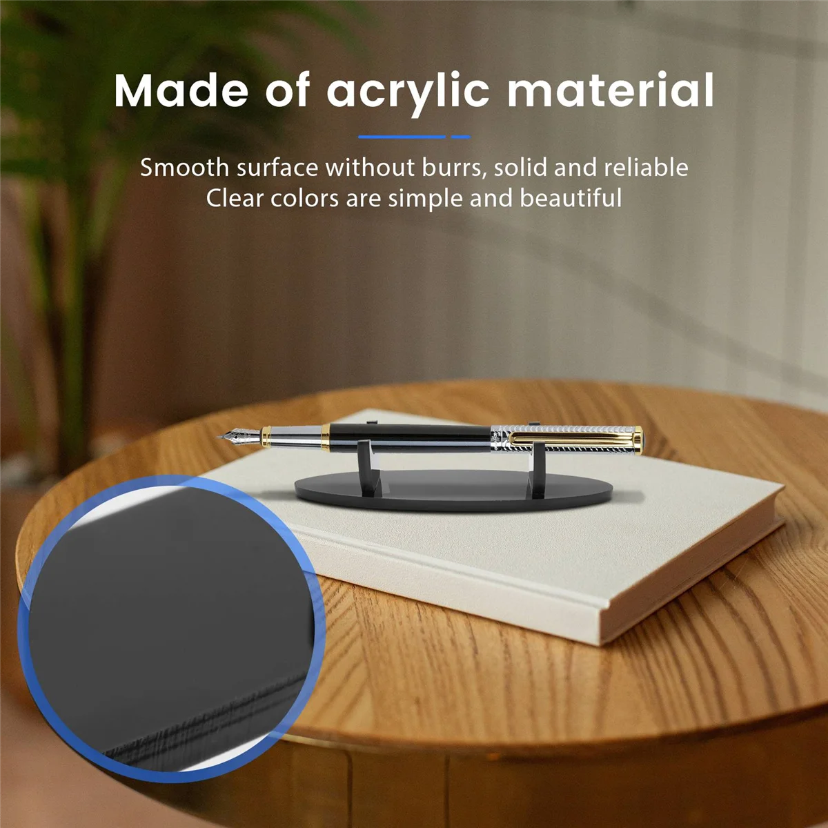 2 Pieces Acrylic Pen Holder Display Stand Pencil Display Holder Fountain Pen Ballpoint Pen Display Rack (Black)