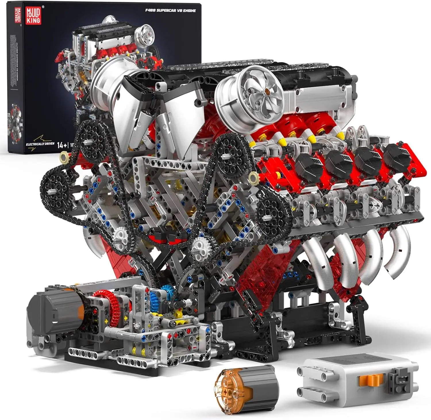 10130 V8 motormodelset die werkt, bouw je eigen auto's Verbrandingsbatterij/motorblokken sets, STEM speelgoedcadeau voor volwassenen vanaf 14 kinderen