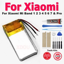 XDOU Band1 Band2 Band3 Band4 Band5 Band6 Band7 Band7Pro Battery For Xiaomi Mi Band 1 2 3 4 5 6 7 & Pro + Kit Tools