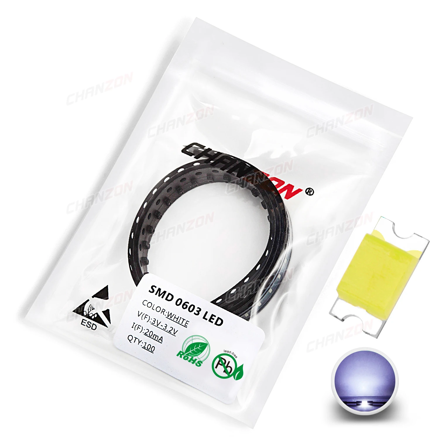 SMD LED Emitting Diode Kit Chip de lâmpada Grânulos de luz quente, branco, vermelho, verde, azul, amarelo, laranja, rosa UV, RGB Micro, 3V, SMT, 0603