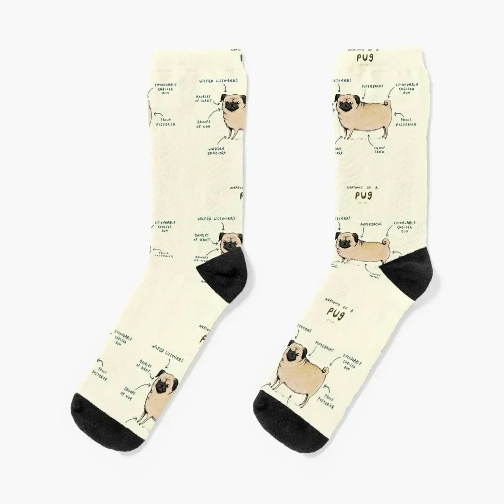 

Anatomy of a Pug Socks Run loose Non-slip sports and leisure Socks Women's Men's