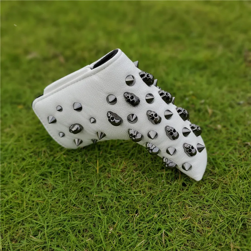 Skull Rivets Golf Club Headcover Driver Fairway Woods Hybrid Blade Mallet Putter Waterproof PU Protector Cover Number Tag New