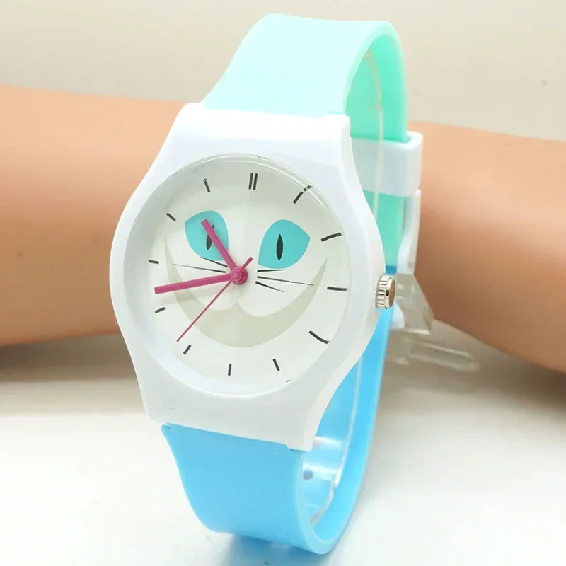 WIcomparaisons S-Montre-bracelet en silicone étanche pour femme, montres de sport à quartz, motifs de chats de loisirs, mode décontractée, marque de dessin animé