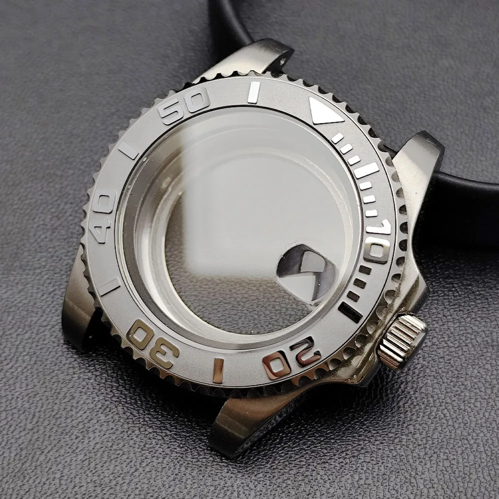 

GMT 40.5MM Bidirectional rotation sapphire glass watch case fit NH34 movement fit 28.5-29mm dial accessories parts 5Bar