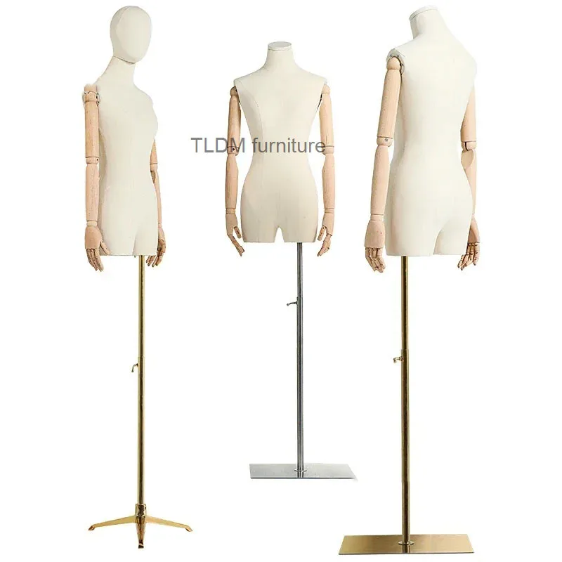 Half-length Mannequin for Women's Clothing Store Korean Mannequins with Metal Base Window Display