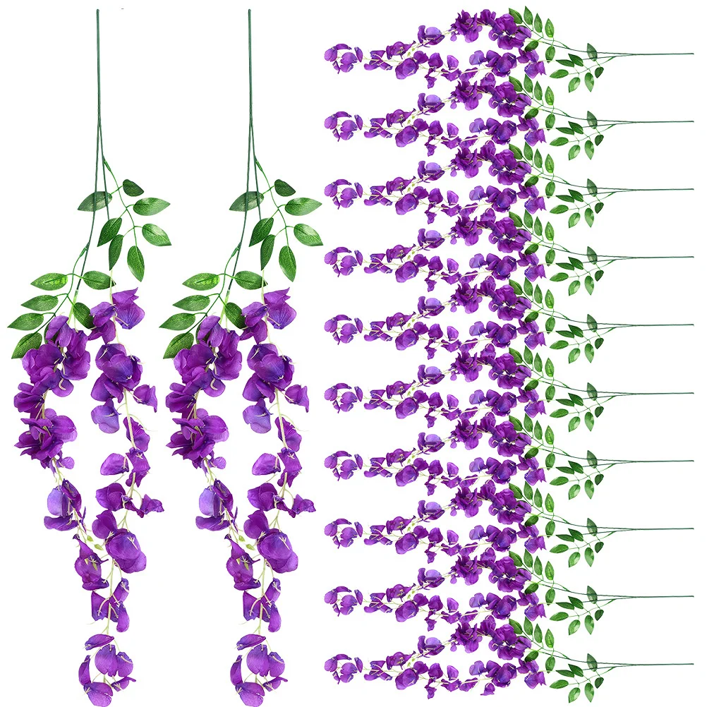 

12Pcs Simulation Wisteria Flower Vines Fake Hanging Decor for Walls Doors Windows Festive Scene Wisteria Hanging Flowers