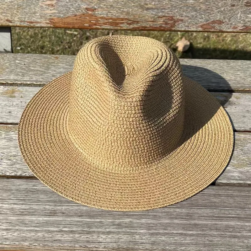 Fedora de paja sólida unisex, sombrero de jazz para hombres y mujeres, venta al por mayor, sombrero de sol clásico, sombrero de vaquero para playa,