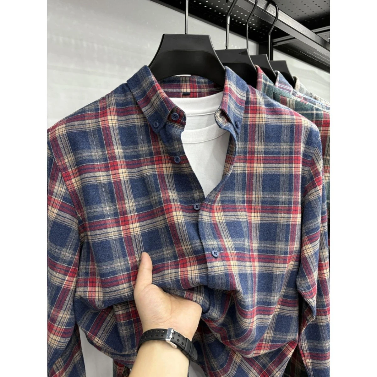 

New 2025 Men's Long Sve Fce irt Casual Busin Easy Care Youth Polyester Polyester Fiber irt Polyester Fabric