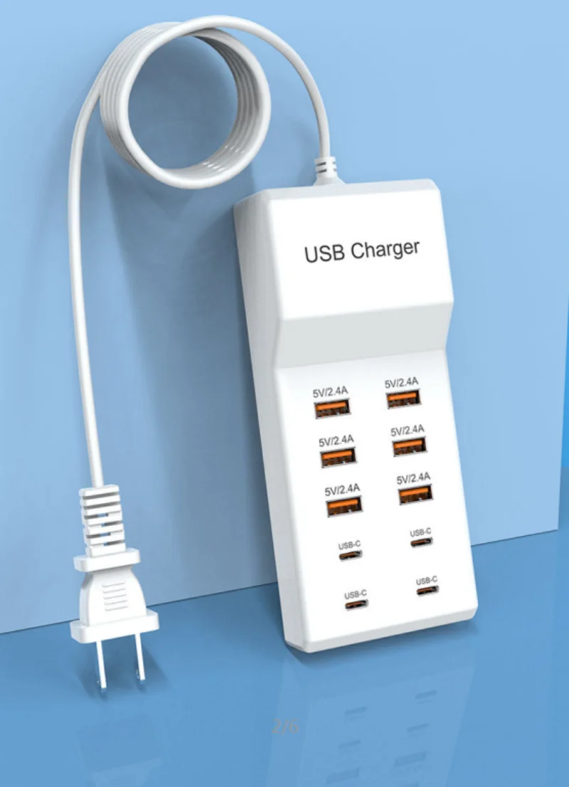 10 Ports USB-Ladegerät 50W Typ C Hub Schnell ladestation für iPhone Samsung Xiaomi Huawei Tablet Multi-Geräte-Erweiterungs buchse – Detail 2