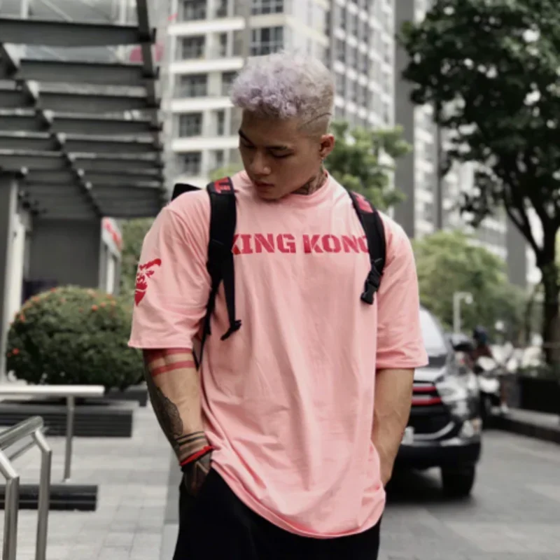 メンズスポーツ半袖Tシャツ,ルーズコットントップス,ラージサイズ,アウトドア,ジム,ランニング,トレーニング,夏