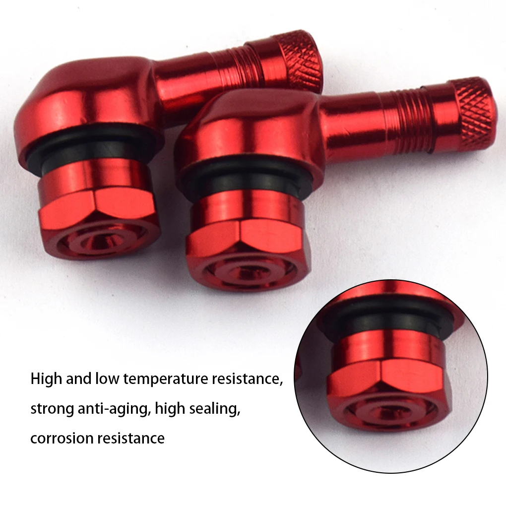 2PCS Valve Motorcycle Rim 90-Degree Angle Motorcycle Wheel Tire Adapter Leak-proof Universal Tubeless Valves Stems Green