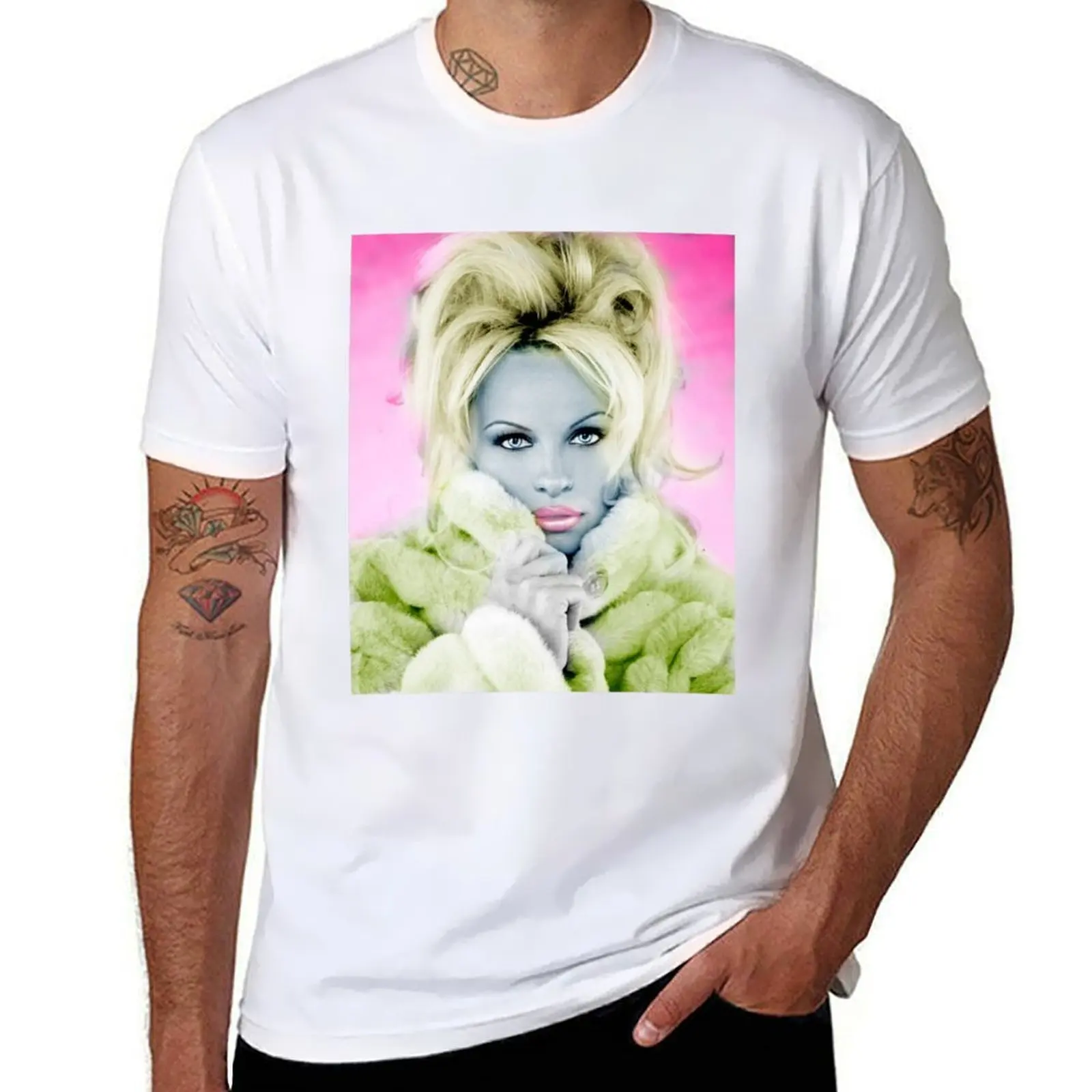 

pamela anderson T-Shirt cotton tshirt 100% man t shirt graphic T-Shirt