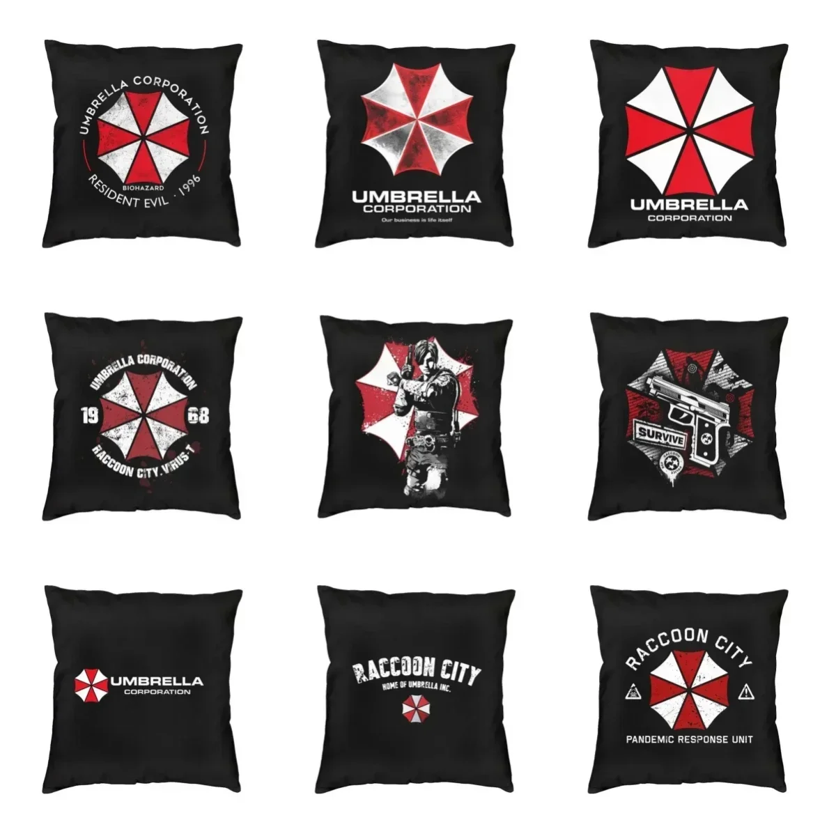 Raccoon City Home Of Umbrella Corporation Corp Cushion Cover Home Decor Print Video Game Throw Pillow For Living Room Sofa Cover