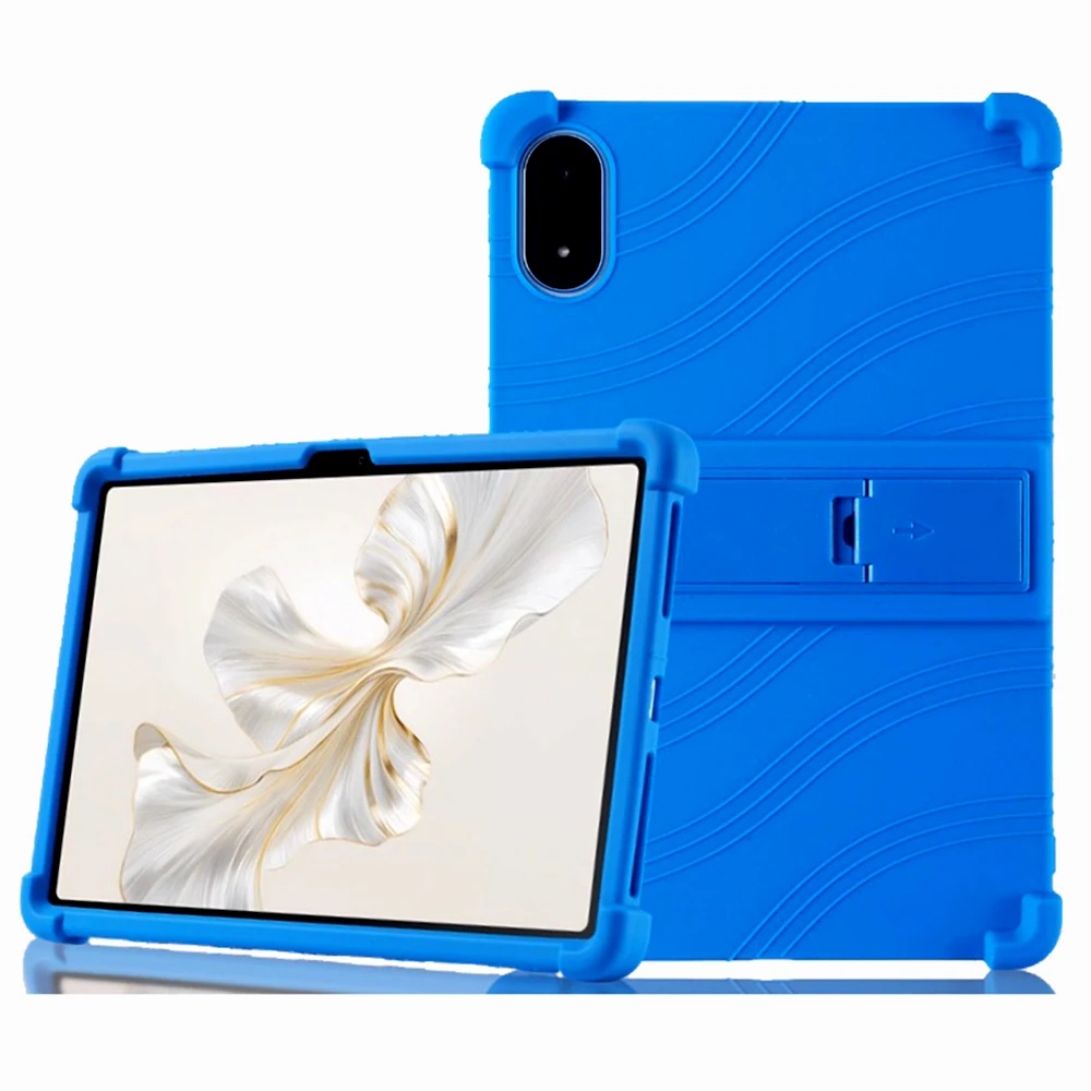 

For Honor Pad 9 Pro / Pad V8 Pro Silicone Case with Kickstand Rugged Protective Cover - Dark Blue