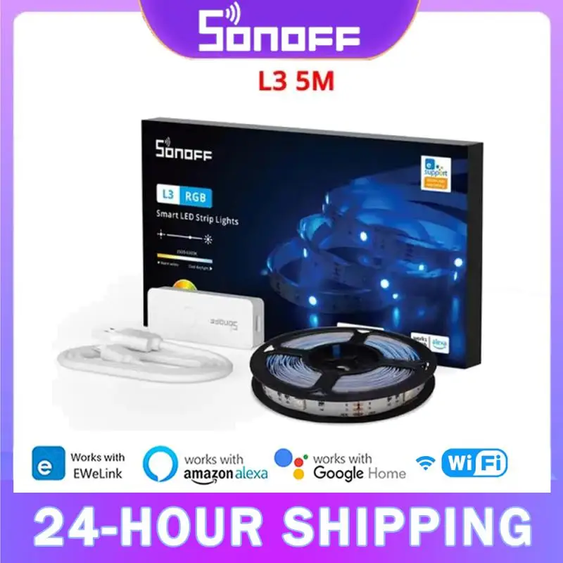 

SONOFF L3 Умный дом Светодиодная лента Wi-Fi 5M Гибкая светодиодная лампа RGB Рождественское украшение Танец с музыкой для Alexa eWelink