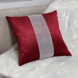 Polyester Plaid Plush Fabric Cushion, Shiny Decoration, Diamond Cushion, Hugging Pillowcase, Holiday Party, Stylish, Simple, 1Pc