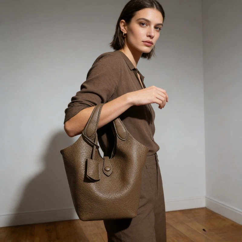 

1 шт., сумка из натуральной кожи, осенне-зимняя универсальная сумка через плечо, сумка-ведро, женская модная повседневная повседневная сумка на плечо